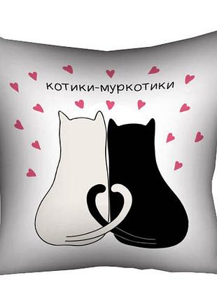 Подушка c принтом габардиновая котики-муркотики 30x30 см (3p_23ny037)