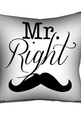 Подушка c принтом габардиновая mr. right 40x40 см (4p_lp363)
