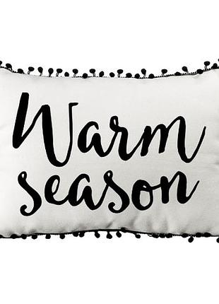 Подушка із мішковини з помпонами warm season 45x32 см (43phbp_24s003)