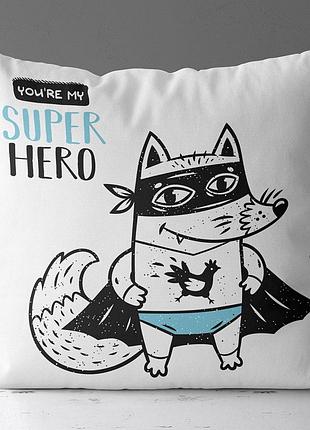 Подушка c принтом габардиновая you‘re my super hero 30x30 см (3p_18l078)