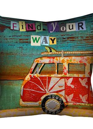 Подушка c принтом габардиновая find your way 50x50 (5p_os158)