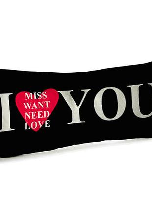 Подушка для дивана бархатная i miss want need love you 50x24 см (52bp_24l002)