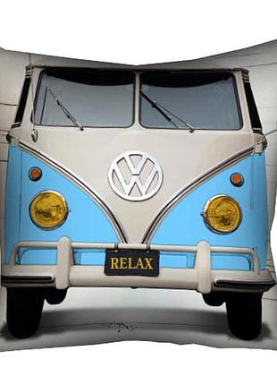 Подушка c принтом габардиновая volkswagen relax 30x30 (3p_vol044)