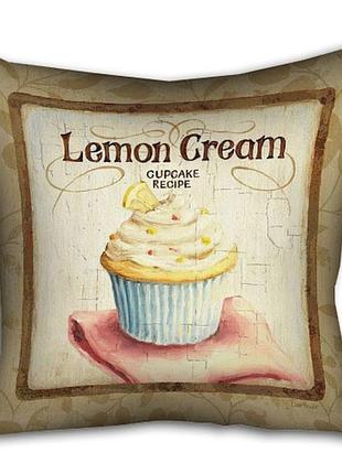 Подушка c принтом габардиновая lemon cream 30x30 (3p_pw051)