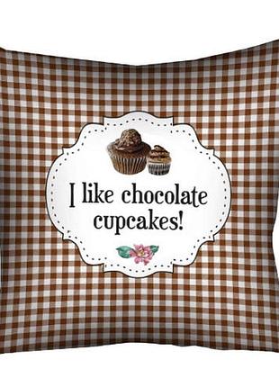Подушка c принтом габардиновая i like chocolate cupcakes! 40x40 (4p_swe010)