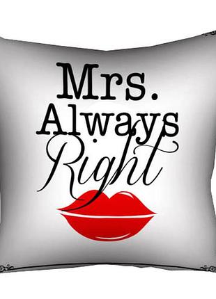 Подушка c принтом габардиновая mrs. always right 40x40 см (4p_lp362)