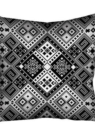 Подушка з принтом габардинова український сірий орнамент 50x50 (5p_15ukr035)