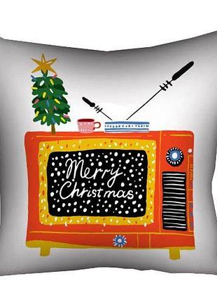 Подушка c принтом габардиновая merry christmas. tv 30x30 см (3p_25ng006)