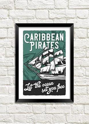 Постер в рамке caribbean pirates 15x21 см, a5 (mt5_art008_bl)