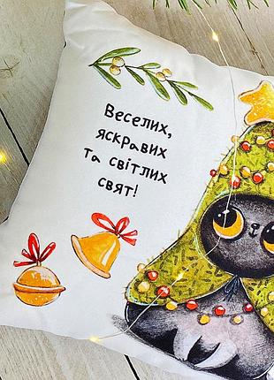 Подушка з принтом габардинова веселих та яскравих свят 40x40 (4p_23ny008)