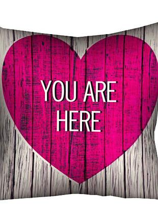 Подушка з принтом габардинова you are here 50x50 см (5p_lp297)