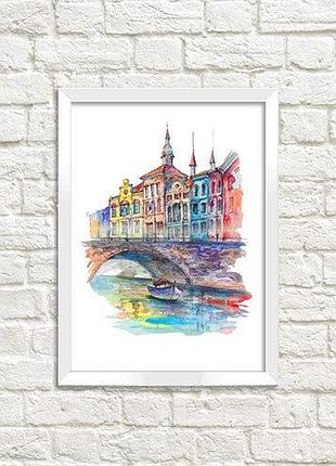 Постер в рамке місто 30x42 см, a3 (wmt3_art039_wh)