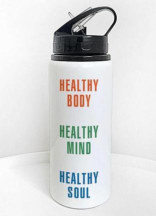 Пляшка для води з трубочкою healthy body, mind, soul 600 мл (plv_25a058)