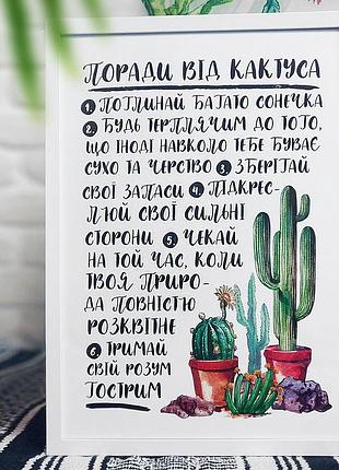 Постер в рамке поради від кактуса 30x42 см, a3 (wmt3_ex019)