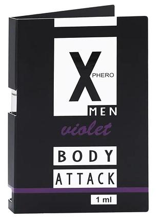 Духи з феромонами для чоловіків x phero men violet body attack, 1 мл.