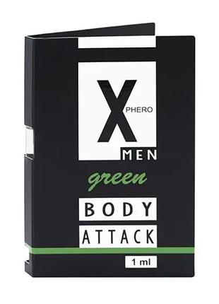 Духи с феромонами для мужчин x phero men green body attack, 1 мл.