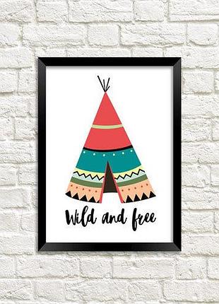 Постер в рамке wild and free 30x42 см, a3 (mt3_18m023)