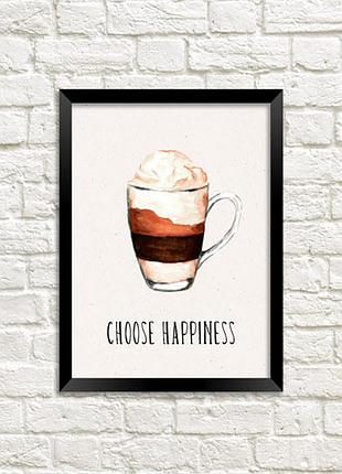 Постер в рамці choose happiness 21х30см, a4 (mt4_cof006_bl)