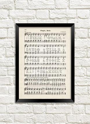 Постер в рамці jingle bells ноти 15x21 см, a5 (mt5_22ng001_bl)