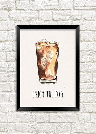 Постер в рамке enjoy the day 15x21 см, a5 (mt5_cof005_bl)