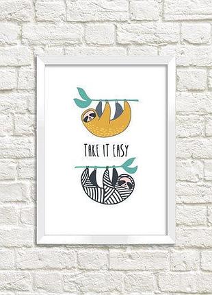 Постер в рамке take it easy 15x21 см, a5 (wmt5_18s017_wh)
