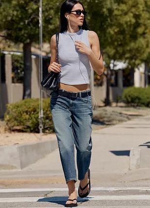 Джинсы trf wide leg укороченные с низкой посадкой