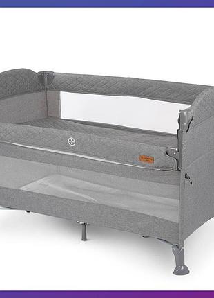 Дитячий ігровий манеж-ліжко квадратний el camino me 1098 unity perfect gray сірий