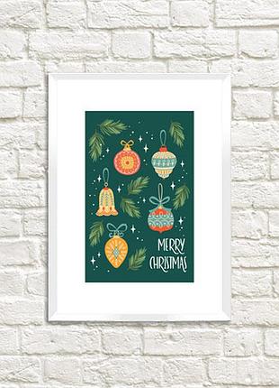 Постер в рамке marry christmas 15x21 см, a5 (wmt5_23ng017_wh)