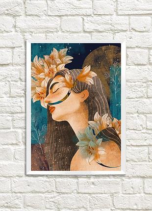 Постер в рамке floral woman 15x21 см, a5 (wmt5_21m004_wh)