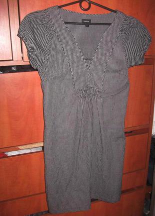 Платье-туника в клеточку черно-белое2 фото