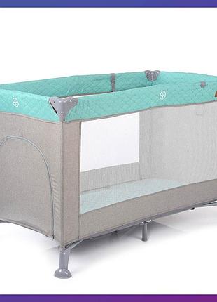 Детский игровой манеж-кровать прямоугольный el camino me 1096 active mint gray мятный