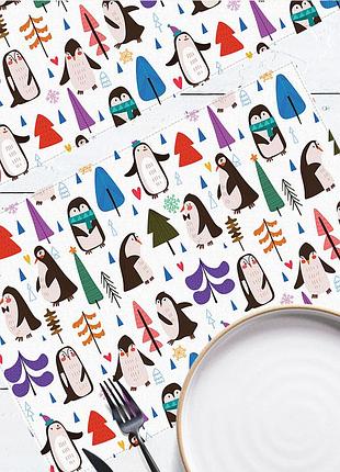 Сервировочная салфетка под тарелку пингвины 40х27 см, 2 шт (srvs_o_23ng048)