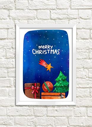 Постер в рамке merry christmas 15x21 см, a5 (wmt5_21ng011_wh)