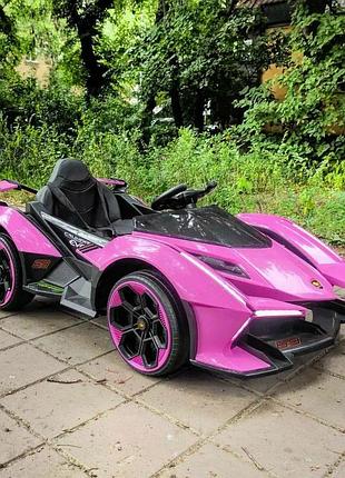 Дитячий електромобіль на акумуляторі lamborghini m 4865 з пультом радіокерування для дітей 3-8 років рожева