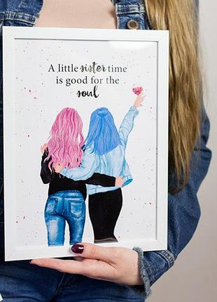 Постер в рамці a little sister time is good for the soul 15x21 см, a5 (wmt5_20f011_wh)
