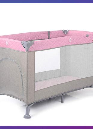 Детский игровой манеж-кровать прямоугольный el camino me 1096 active pink gray розовый