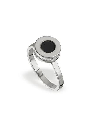 Серебряное кольцо с ониксом, размер 18,5, вес: 3.4 г