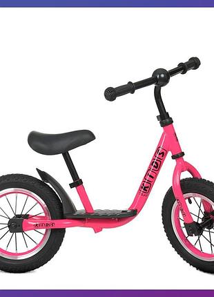 Дитячий біговел велобіг на сталевій рамі 12 дюймів profi kids m 4067 рожевий