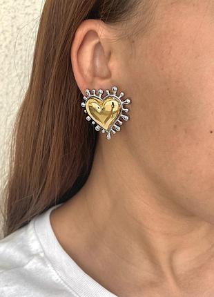 Серьги сердечки с круглыми шипами y2k 💛 stainless steel