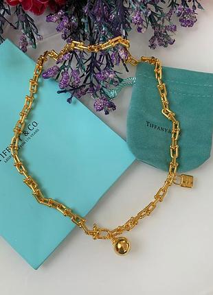 Тиффани подвеска с шариком и замочком. позолота 18 к / упакована в мешочек tiffany
