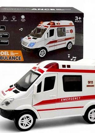Машина на батарейках "скорая помощь" свет, звук, в коробке 20,4*11,3*9 см
