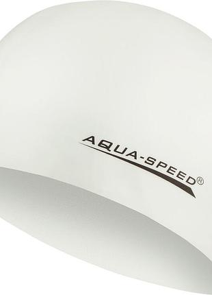 Силиконовая шапка aqua speed mega 100-05 белого цвета для тренировок в бассейне