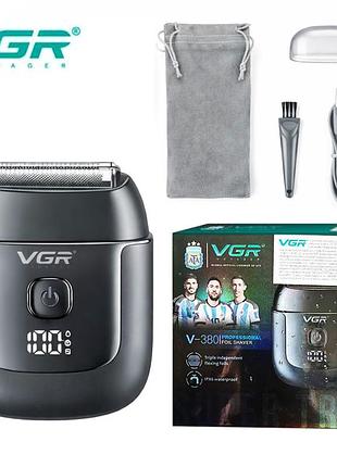 Електробритва vgr v-380 black шейвер, потрійне лезо, ipx6