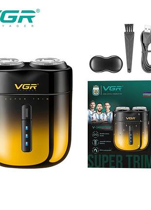 Електробритва vgr v-348 gold, роторна, ipx6