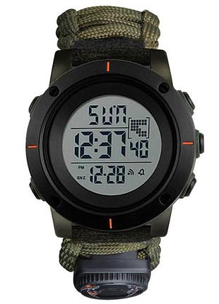 Часы наручные 1213ag skmei paracord, army green, big size, compass, термометр, свисток, кресало