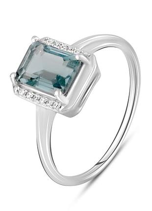 Серебряное кольцо высокогокачества с топазом лондон блю 1.471ct, вес изделия 2,61 гр (2091837) 18.5 размер