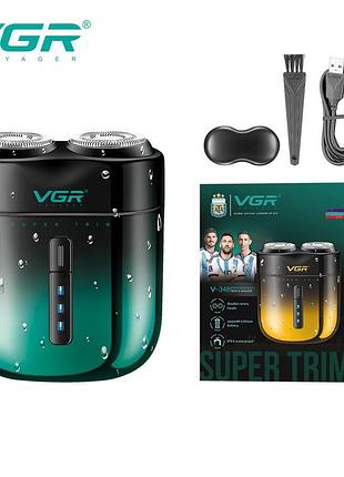 Електробритва vgr v-348 green, роторна, ipx6