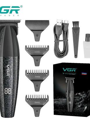 Триммер vgr v-640t black, 3 насадки, led display, 9000rpm