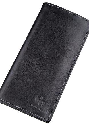 Вертикальный кошелек унисекс на магните grande pelle 11212 черный