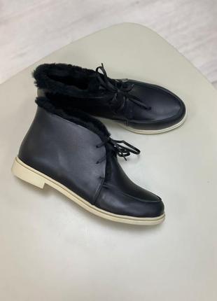 Кожаные ботинки шнуровка зимние демисезонные1 фото